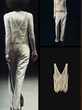 ZW Collection by Zara Cream Ivory Beaded Fringe Tank Top- Sold Out